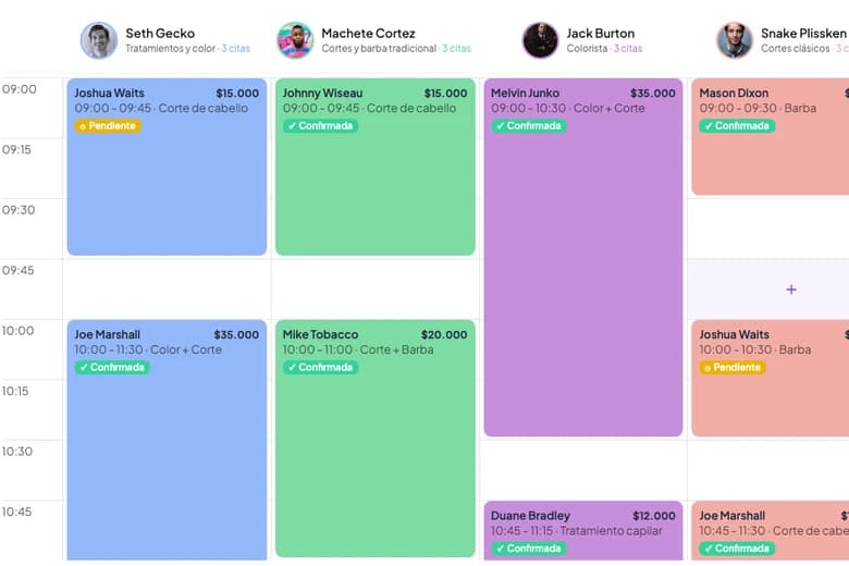 Agenda de citas de Qando con la vista semanal