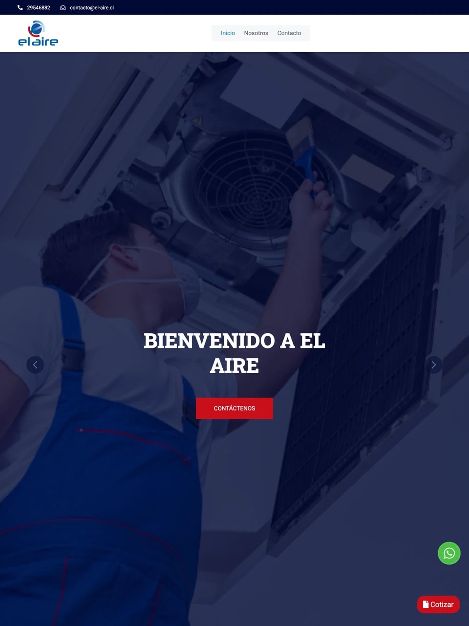 Captura de pantalla del proyecto El Aire